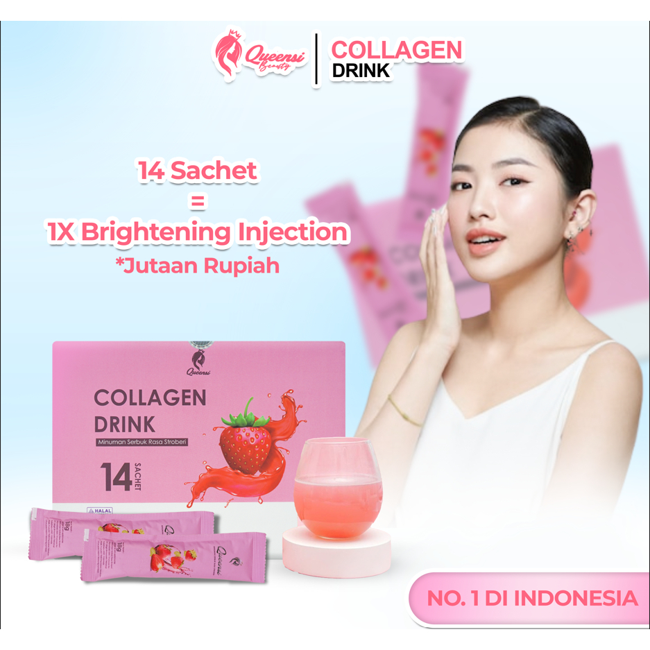 Jual Queensi Collagen Drink Strawberry Suplemen Pemutih Kulit Badan