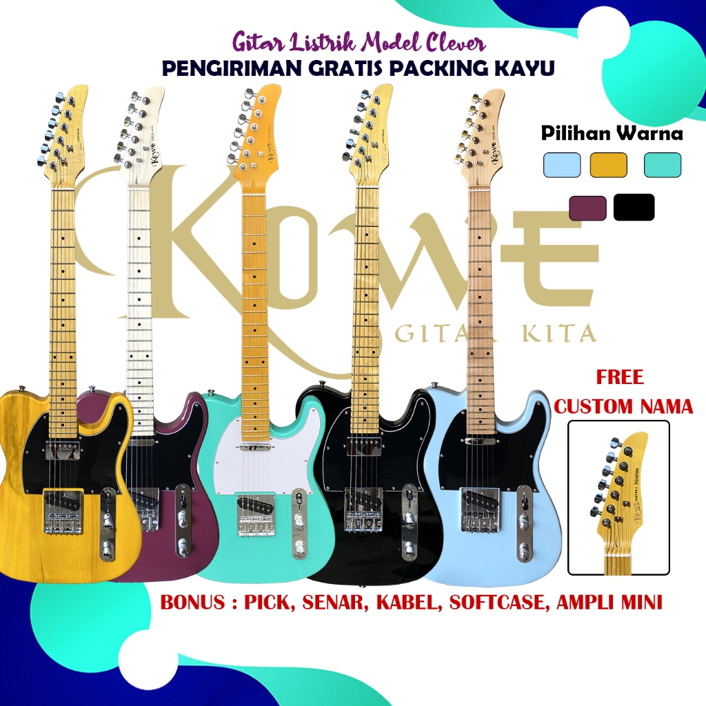 Jual Gitar Listrik Elektrik Merk Kowe Seri Clever Model Tele Original