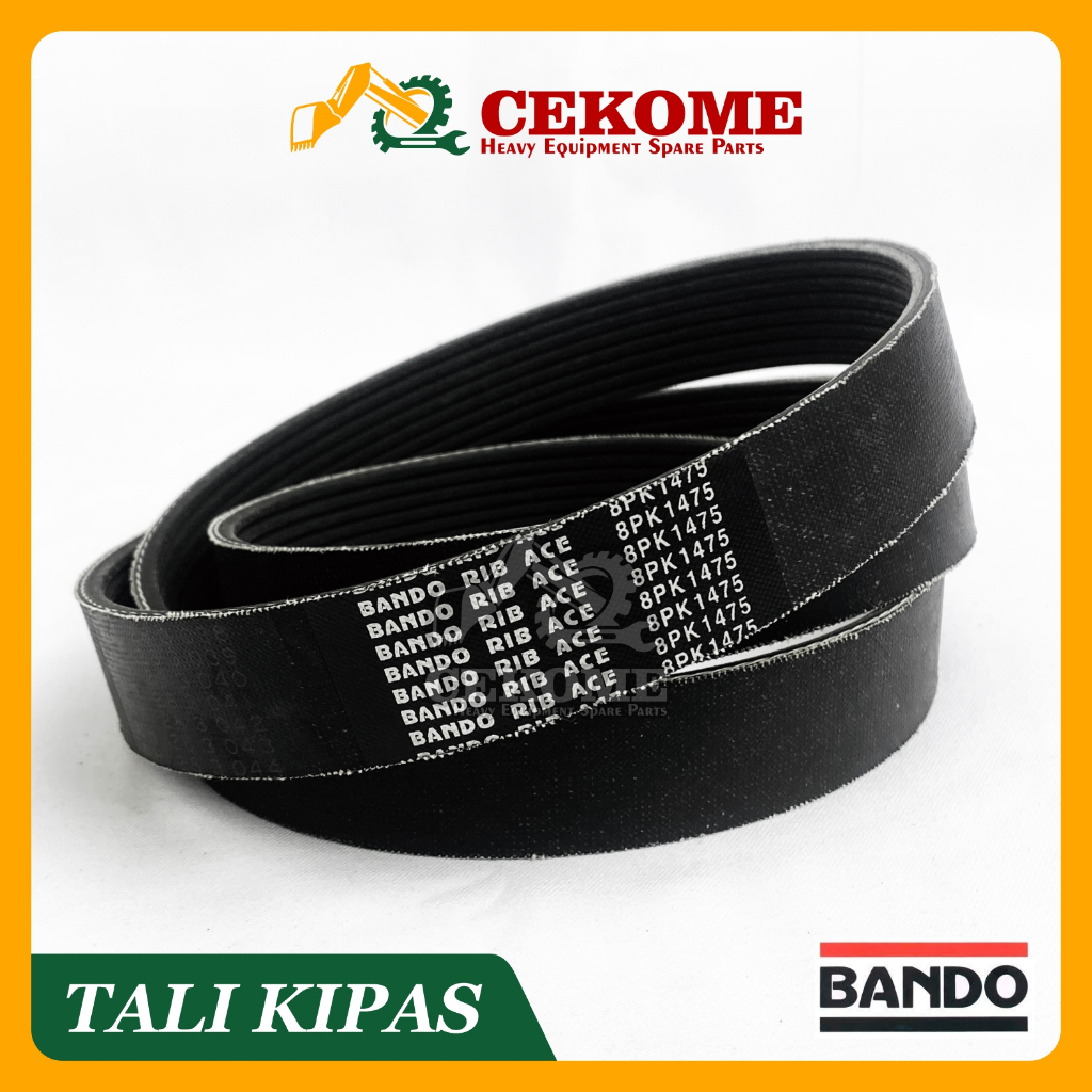 Jual Van Belt Excavator PC200 BANDO RIB 8PK 1475 Tali Kipas Fan Belt V