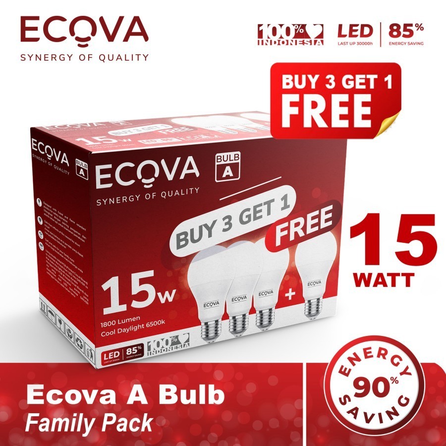 Jual Lampu Bohlam Led Bulb Ecova Putih W Putih Buy Get Free