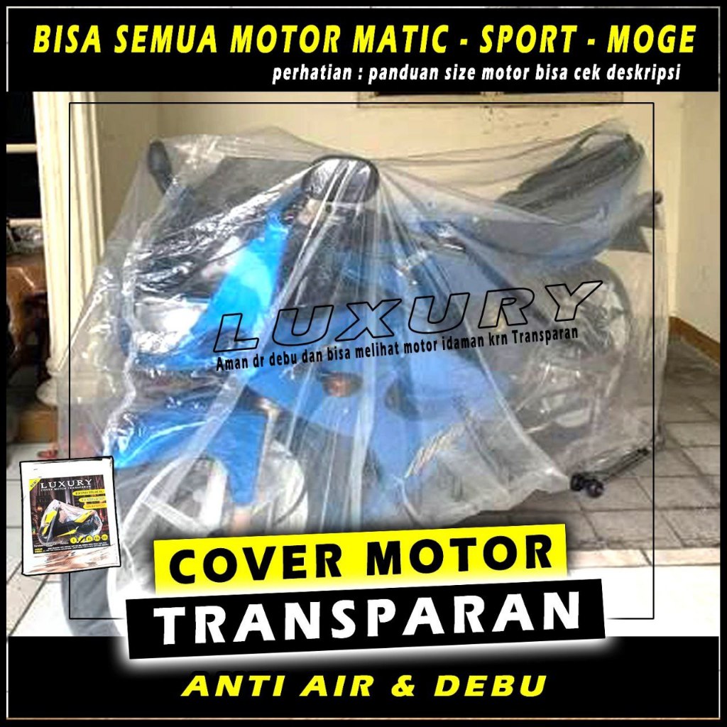 Jual Cover Sarung Motor Plastik Transparan Waterproof Anti Air 9c Vespa