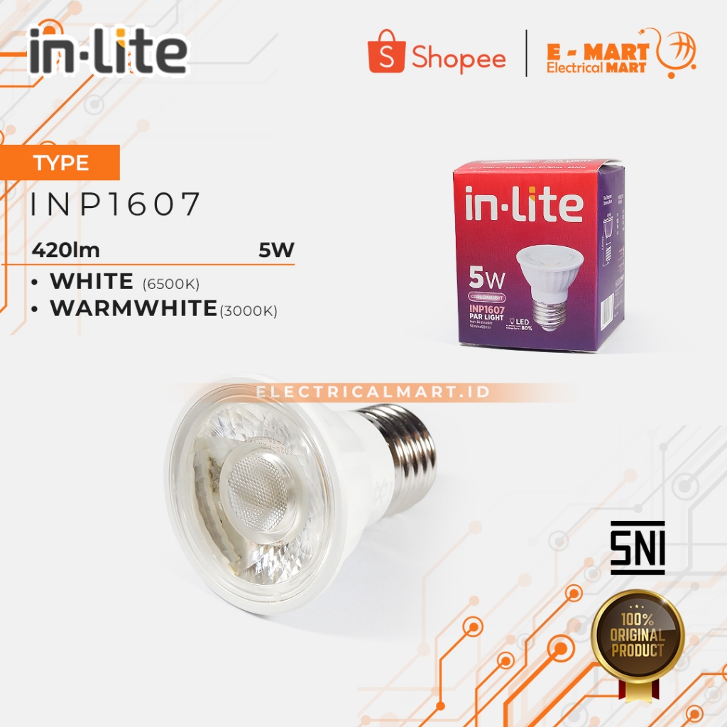 Jual INLITE LED PAR Spot E27 Lampu Sorot COB 5W 5Watt In Lite 5 W Watt