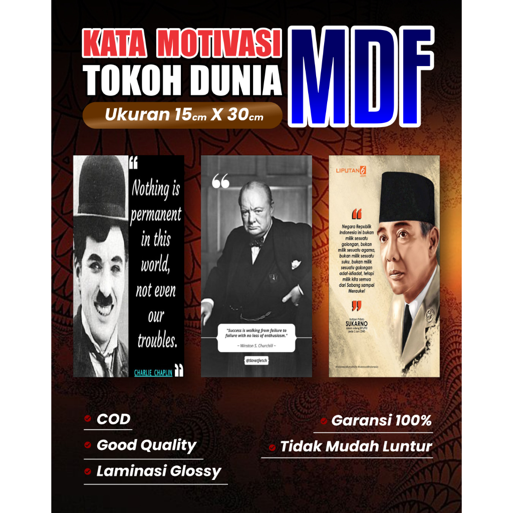 Jual Poster Paket Hiasan Dinding Kata Motivasi Tokoh Dunia Ukuran