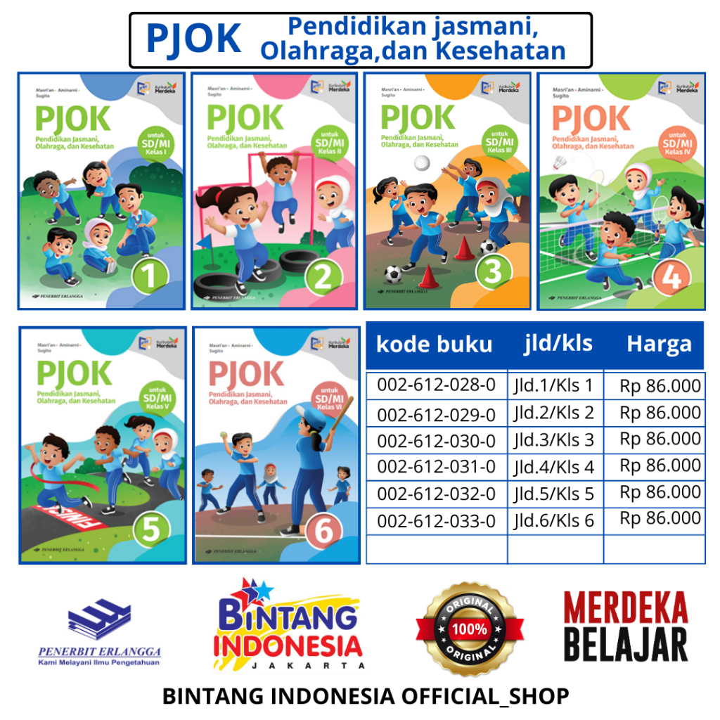 Jual Erlangga Buku Pelajaran PJOK Kelas SD MI Kurikulum Merdeka