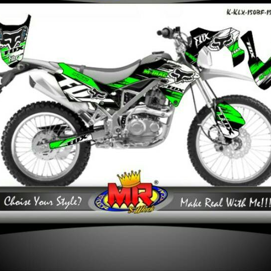 Jual Decal Premium KLX 150 BF Fox Hijau Hitam Putih Stiker Sticker