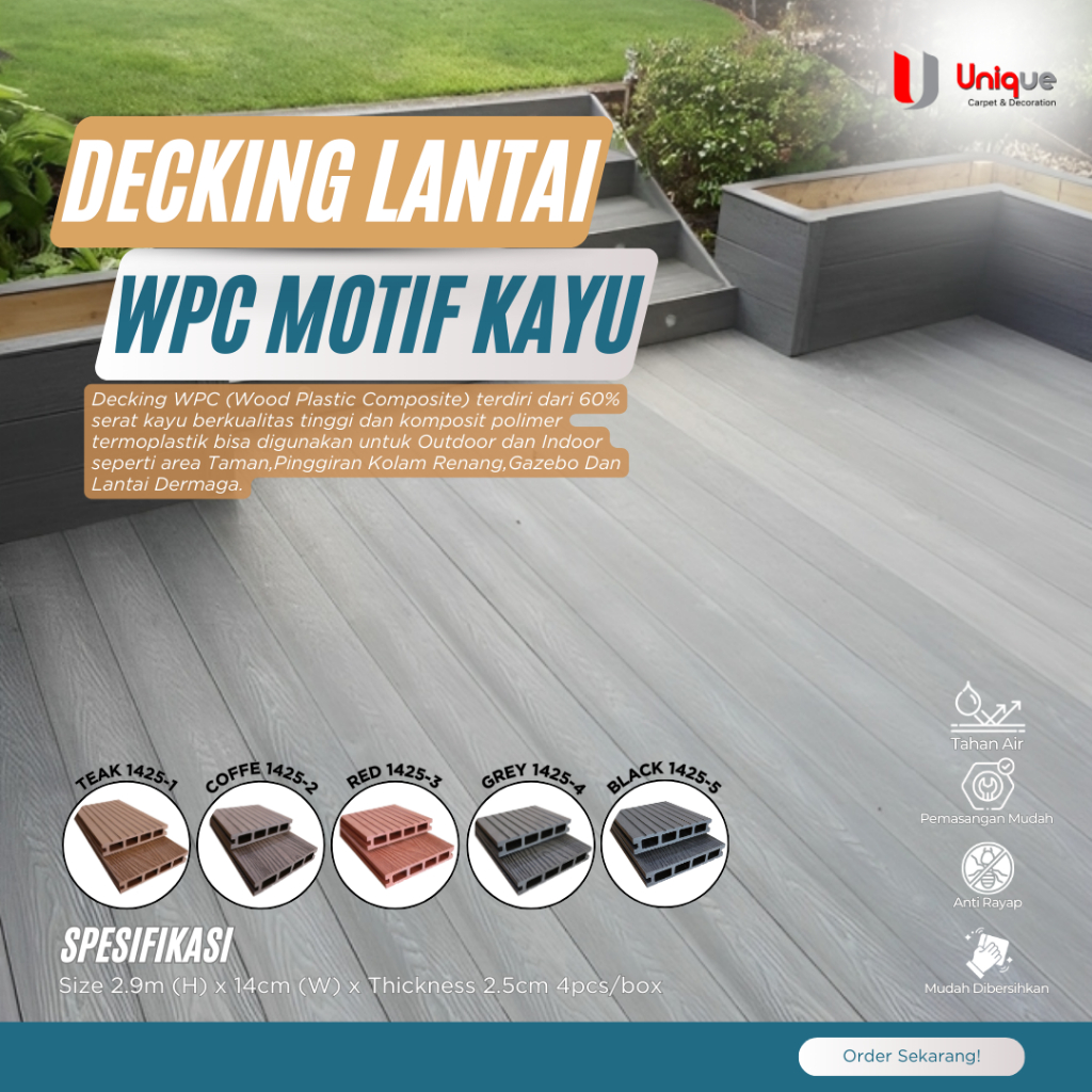 Jual Lantai Decking WPC Outdoor Motif Kayu Lantai Kayu Kolam Renang