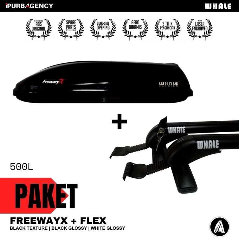 Jual Paket Whale Roof Box Freeway X Sport Rack Flex Jepit Body