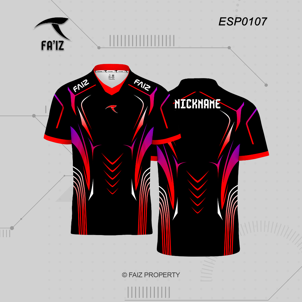 Jual Jersey Gaming Esport Baju Game Merah Hitam Custom Nama Dan Logo