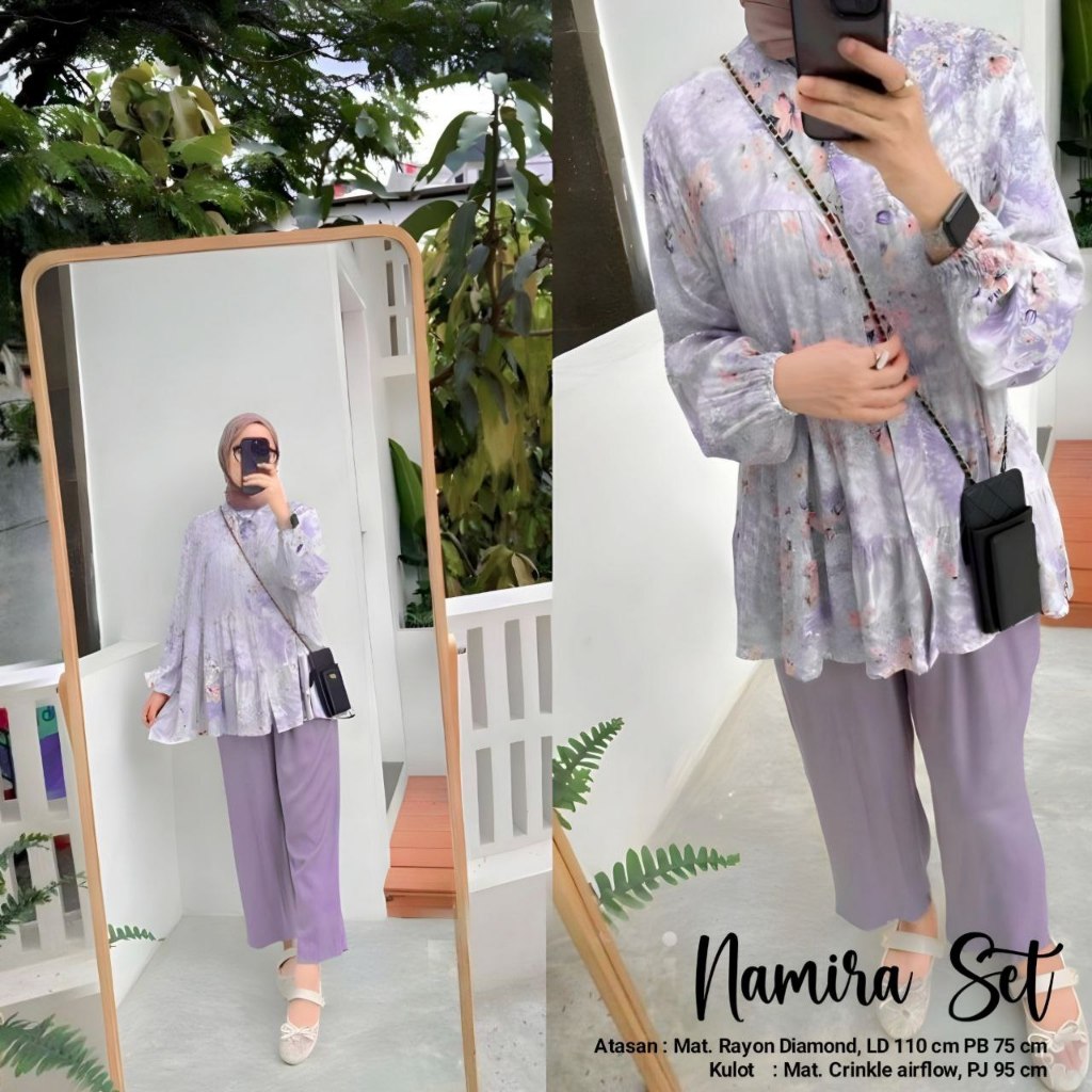 Jual Malla Set One Set Wanita Kemeja Shakila Import Twill Premium