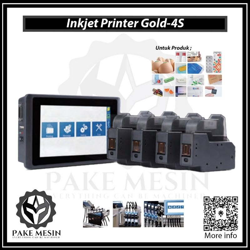 Jual Mesin Coding Inkjet Printer Gold 4S Pencetak Barcode Kode Produksi