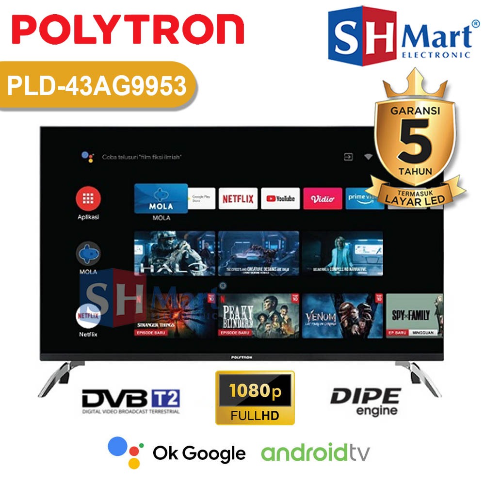 Jual Tv Polytron Inch Smart Android Mola Tv Digital Bezel Less Pld