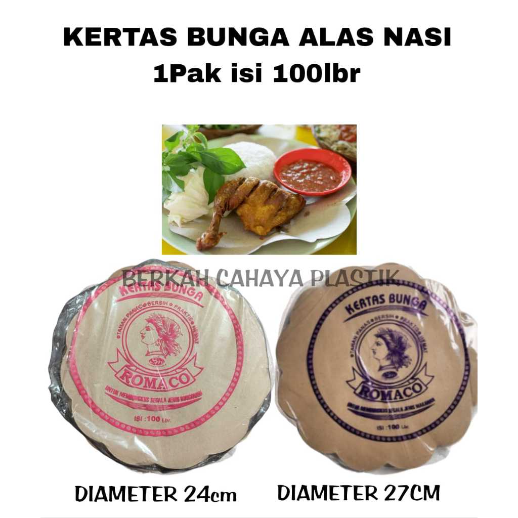 Jual Kertas Alas Nasi Bunga Bulat Coklat Alas Piring Rotan Isi