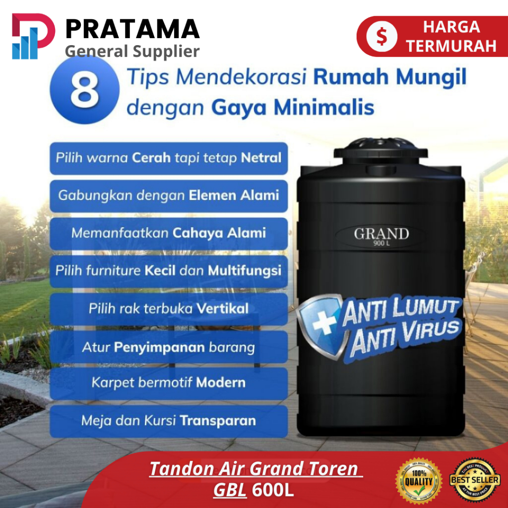 Jual Toren Air Grand GBL 600 Liter Tandon Air Sertifikasi Tangki Halal