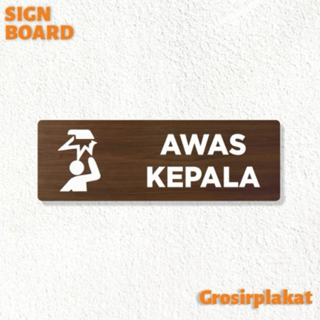 Jual Plat Tulisan Awas Kepala Sign Board Kayu Print Uv Signage Papan