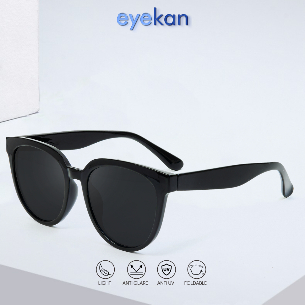 Jual Eyekan Kacamata Hitam Bulat Anti Uv Sunglasses Bisa Minus