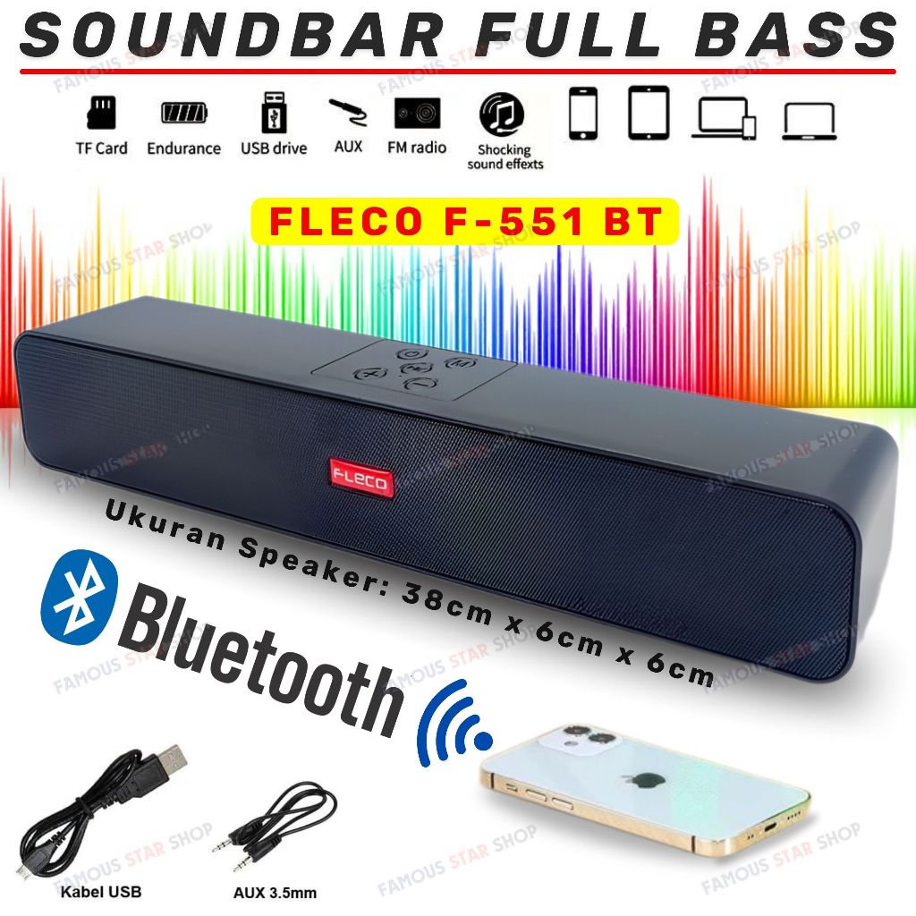 Jual SUPER BASS Speaker Soundbar Bluetooth Wireless FLECO F 551 BT