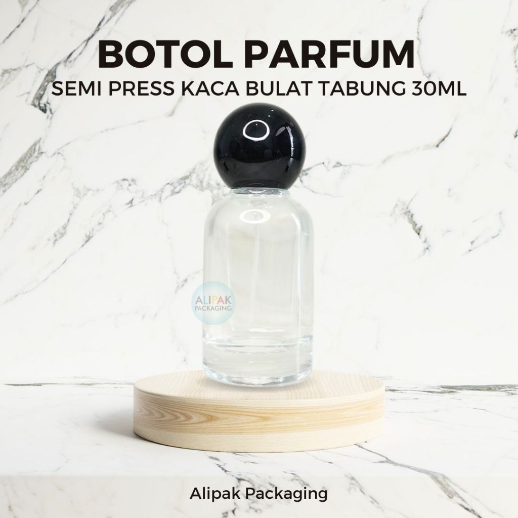 Jual ALIPAK Botol Parfum 30ml Kaca Bulat Mewah SEMI PRESS Tutup Bulat