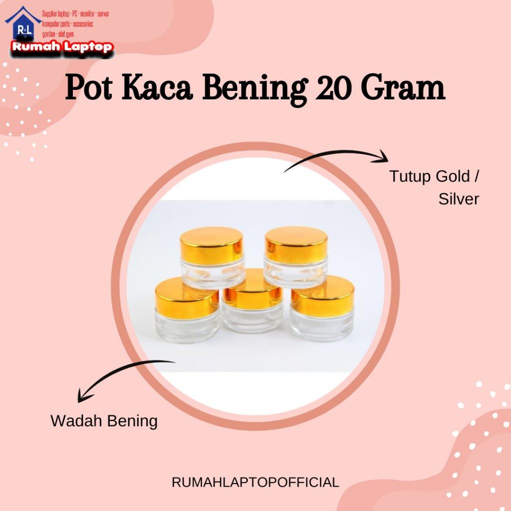 Jual Pot Kaca Gram Wadah Bening Tutup Gold Silver Share In Jar