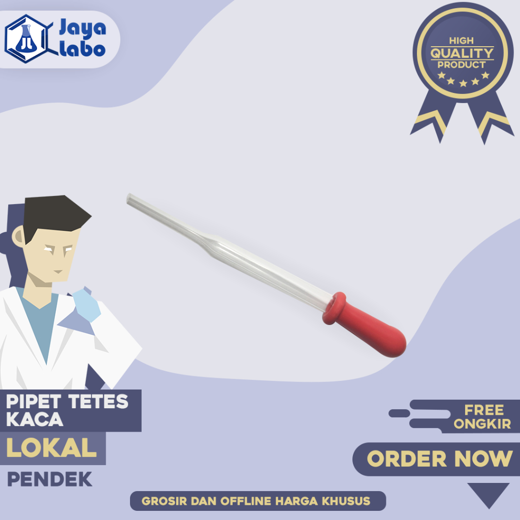 Jual Pipet Tetes Kaca Pendek Kaca Tebal Dot Merah MINIMAL ORDER 5