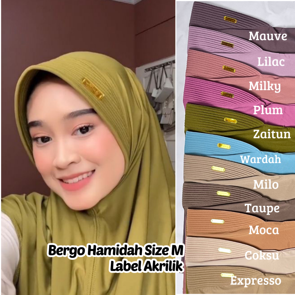 Jual Dapat Pcs Bergo Hamidah Size M Label Akrilik By Nabila Hijab