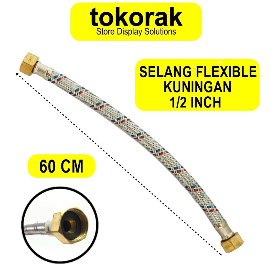 Jual SELANG FLEXIBEL ANYAM 60 CM CAMEL FLEXIBLE HOSE PANAS DINGIN 60CM