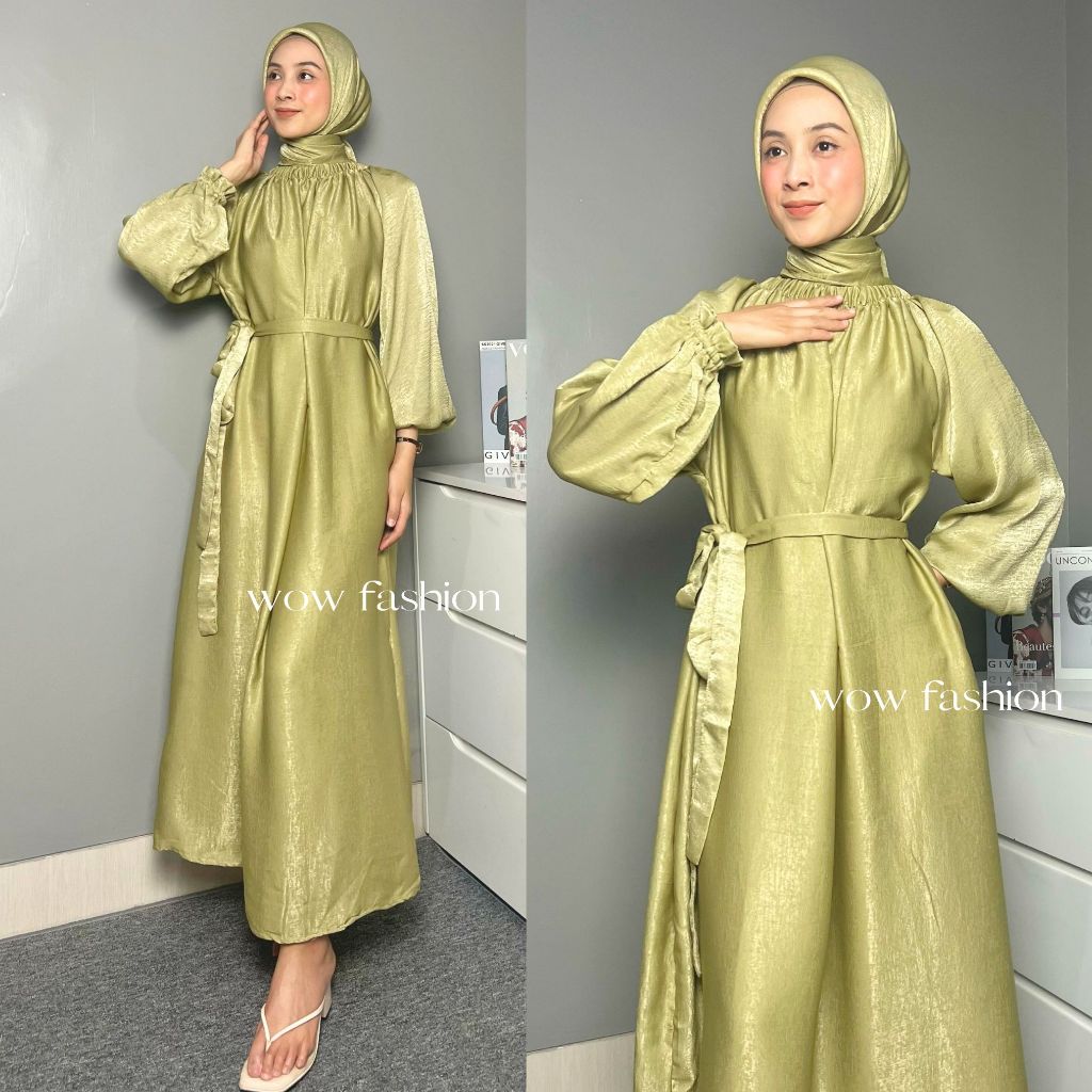 Jual Wow Lumina Dress Set Hijab Segi Empat Dress Santorini Silk Polos