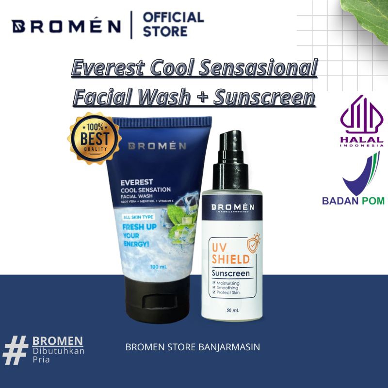 Jual Bromen Everest Cool Facial Wash Dan Sunscreen Uv Membantu