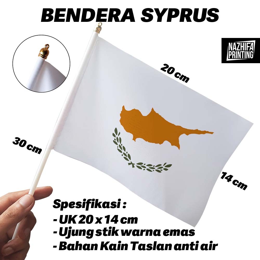 Jual Bendera Tangan Negara Siprus Cyprus Ciprus Bendera Stik Pawai