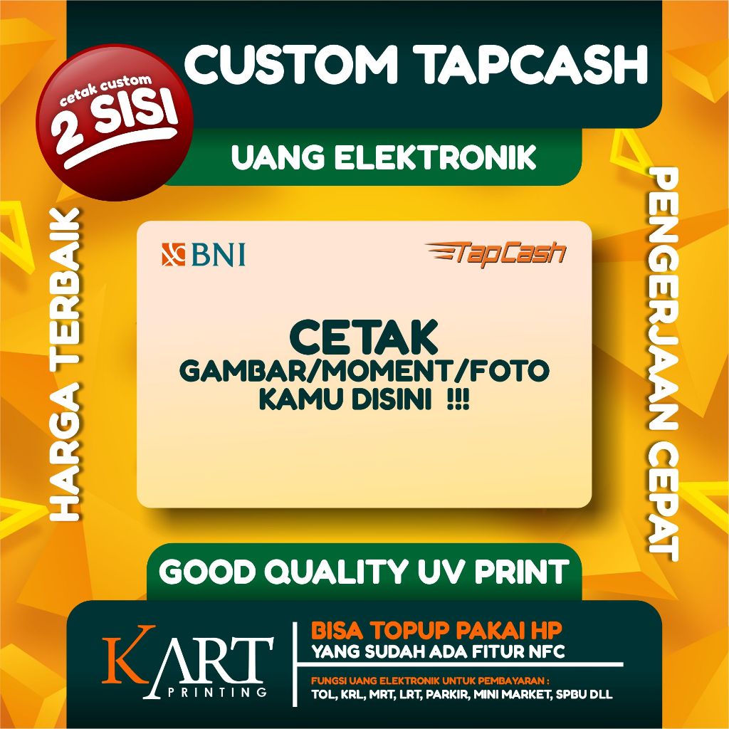 Jual Kartu Tapcash Etoll Bni Custom Sisi Tapcash Card Custom Bni