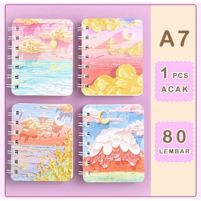 Jual Buku Catatan Kecil Notebook Ring Pocket Size Ukuran A7 Motif