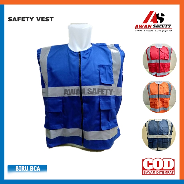 Jual Rompi Safety Proyek K Resleting Logo Vest Pria Kerja Bahan Drill