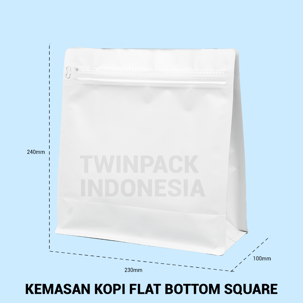 Jual Kemasan Kopi Kg Ziplock Putih Flat Bottom Square Wide Valve