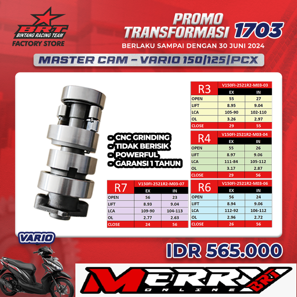 Jual Master Cam Brt Noken As Pcx Lokal Adv Vario Ads R