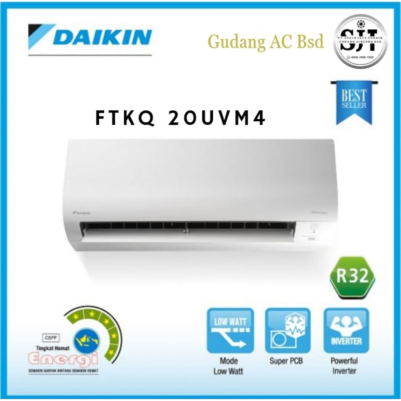 Jual AC Daikin Inverter Thailand FTKQ 20UVM4 3 4pk Garansi Resmi Unit