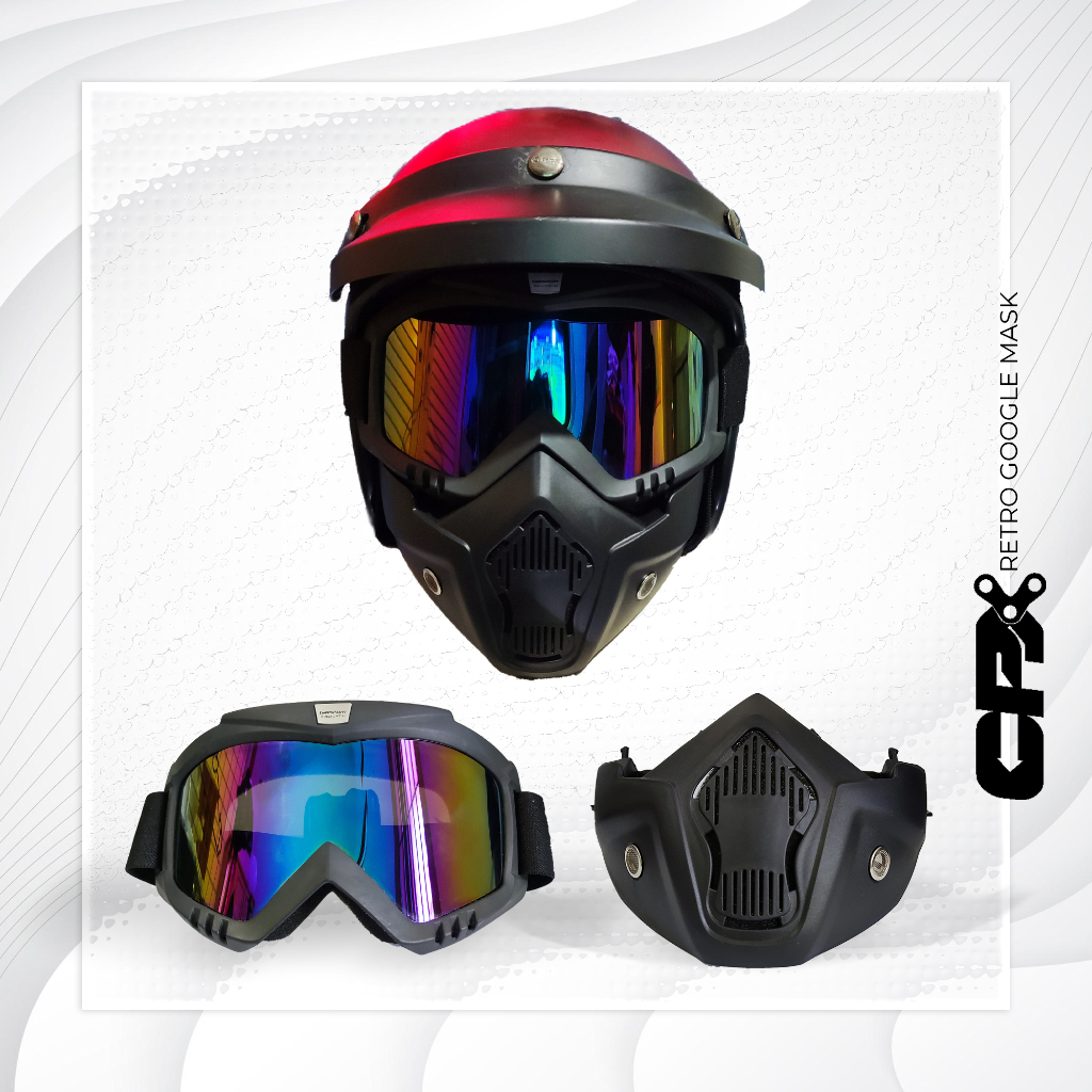 Jual Google Mask For Helm Retro Trail Kacamata Hitam Paintball