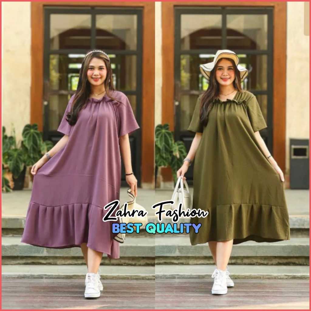 Jual Daster Fuji Bahan Crinkle Airflow Long Dress Fuji Daster Busui