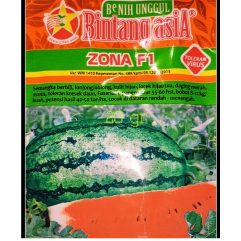 Jual Benih Semangka ZONA F1 20 Gram Cap Bintang Asia PT Benih Citra