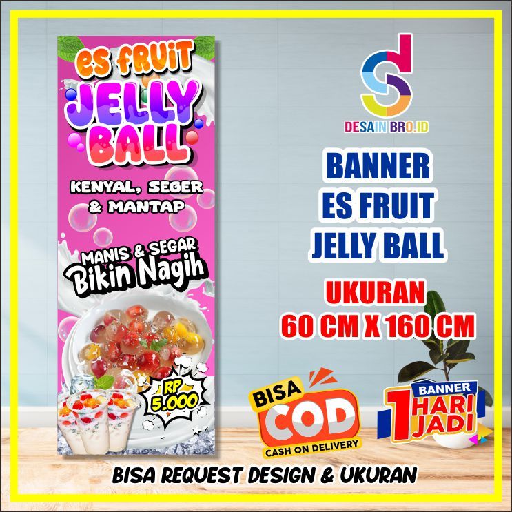 Jual BANNER SPANDUK ES FRUIT JELLY BALL BISA CUSTOM UKURAN 160X60