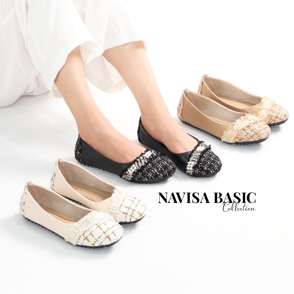 Jual Sepatu Wanita Motif Mutiara Flat Shoes Super Empuk Motif Mutiara