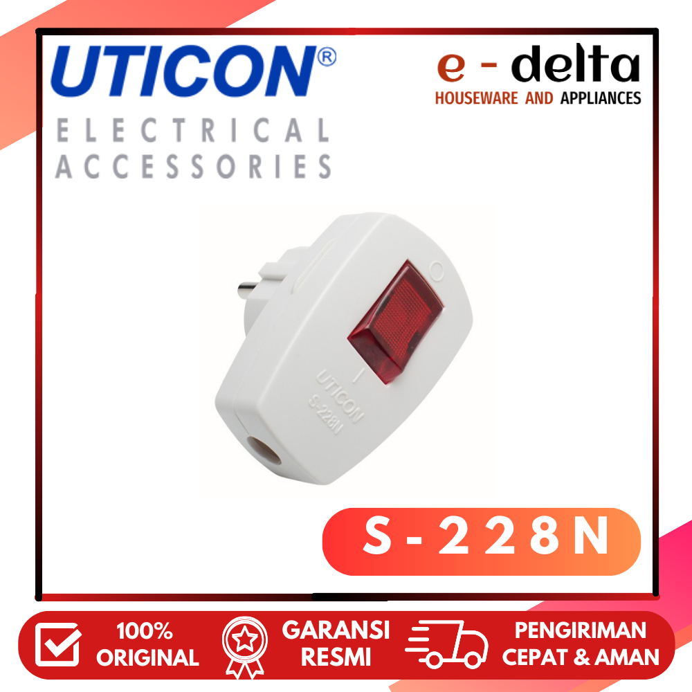 Jual Uticon Steker Saklar Lampu S Plug With Neon S Shopee