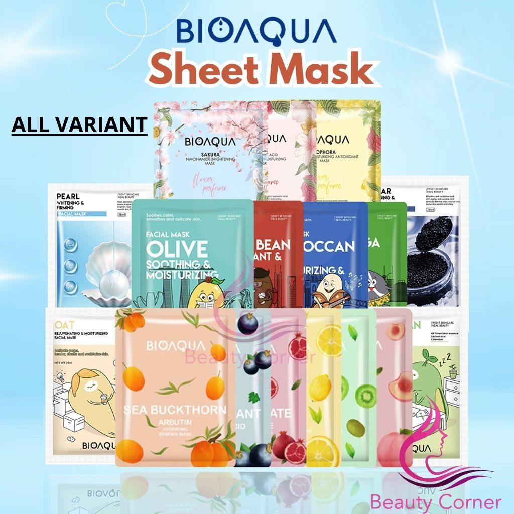 Jual Bioaqua Essence Mask Sheet Mask Facial Mask Flower Fruity