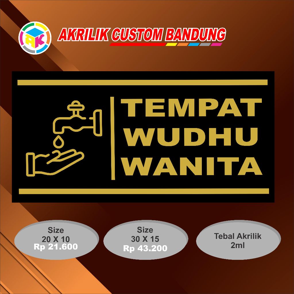 Jual Akrilik Sign Custom Tempat Wudhu Wanita Acrylic Signage Sticker