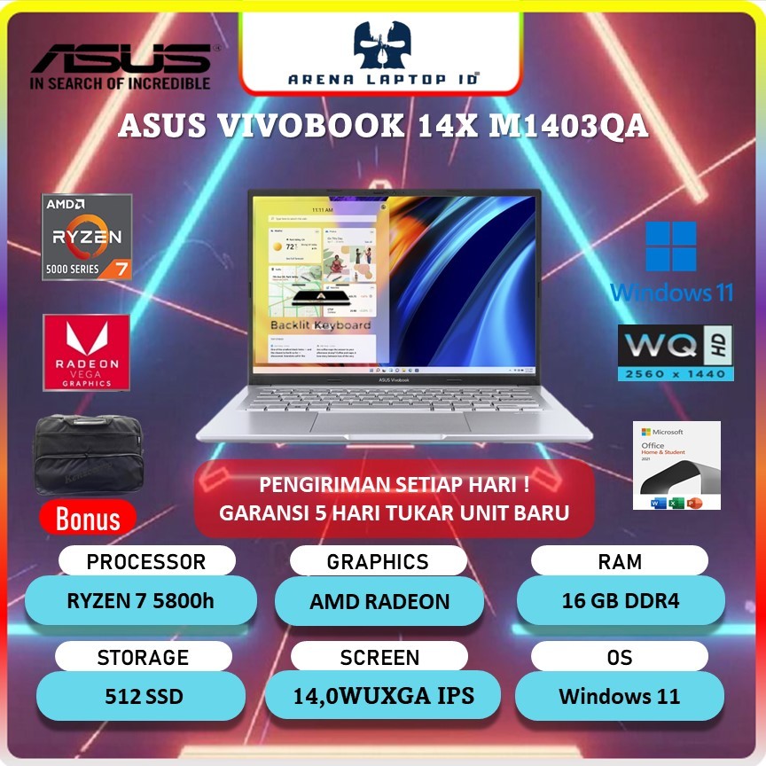 Jual ASUS VIVOBOOK 14X M1403QA RYZEN 7 5800H 16GB 512GB W11 OHS 14