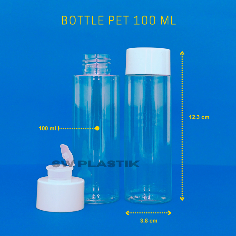 Jual Botol 100 Ml Transparan Tutup Putih Packaging Kosong Skincare