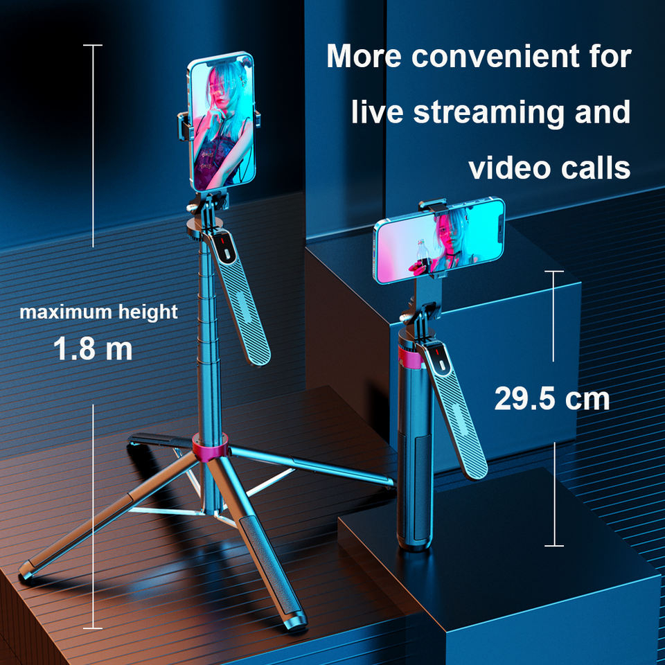 Jual P Tripod Plus Lampu Led M Quadpod Tongsis Bluetooth Selfie