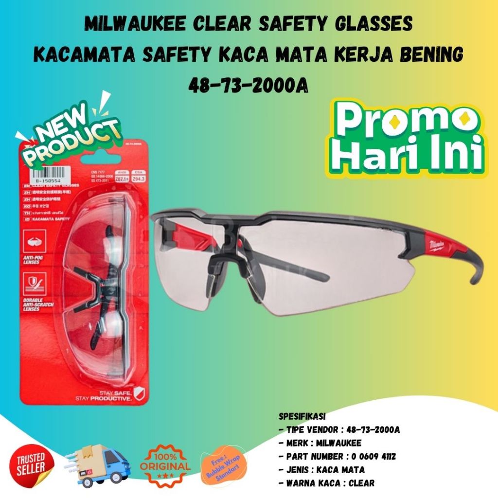 Jual Kacamata Safety Kaca Mata Kerja Bening Milwaukee Clear Safety