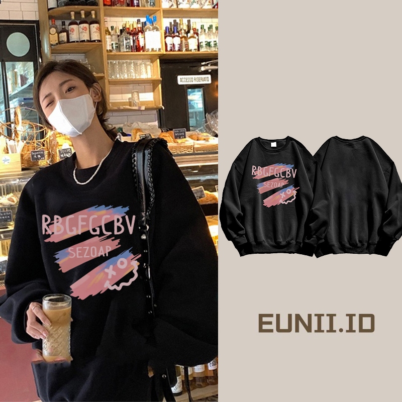 Jual Eunii Grafiti Penggemar Sweater Lengan Panjang Model Versi Korea