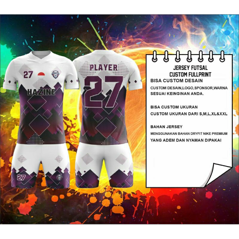 Jual Jersey Futsal Sepak Bola Custom Bisa Request Desain Nama Nomor