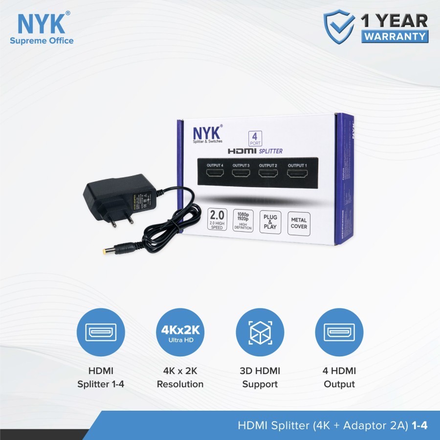 Jual NYK Splitter HDMI 4 Port 1 Support UHD 4K 2K 3D Shopee Indonesia