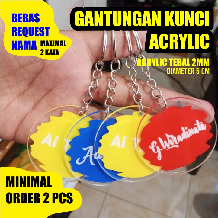 Jual Ganci Akrilik Lettering Gantungan Kunci Akrilik Custom Nama